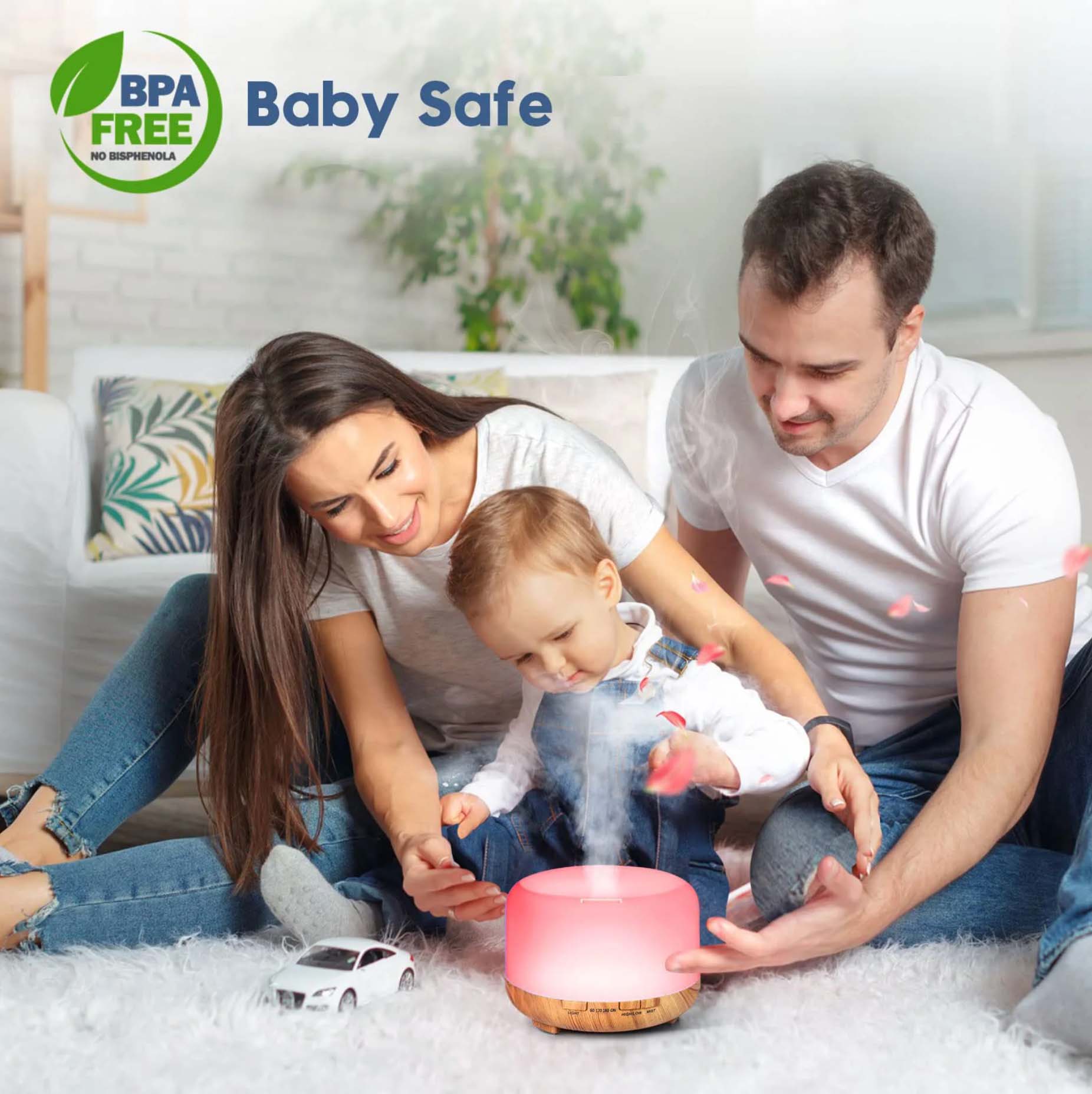 Humidificador e Difusor de Aromas de 500ML - com Design em Madeira e Comando Humidificador e Difusor de Aromas de 500ML - com Design em Madeira e Comando